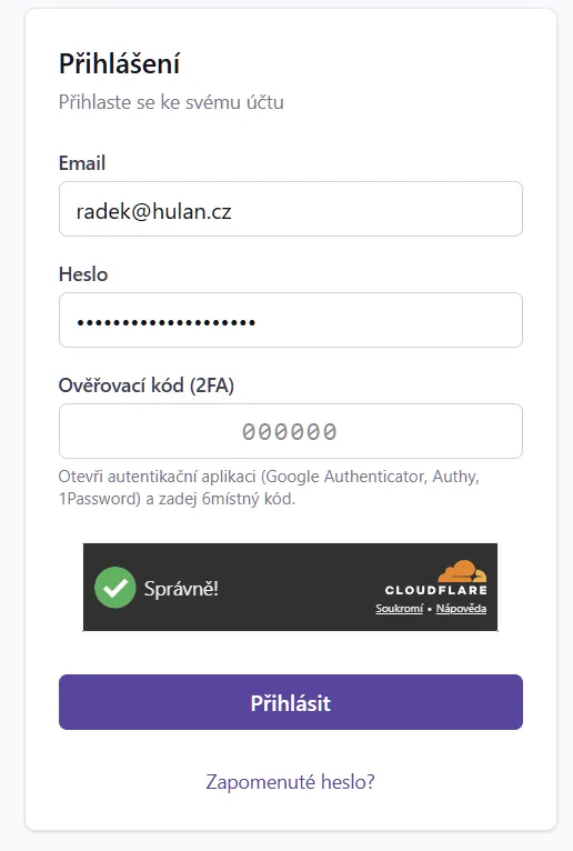 2FA výzva