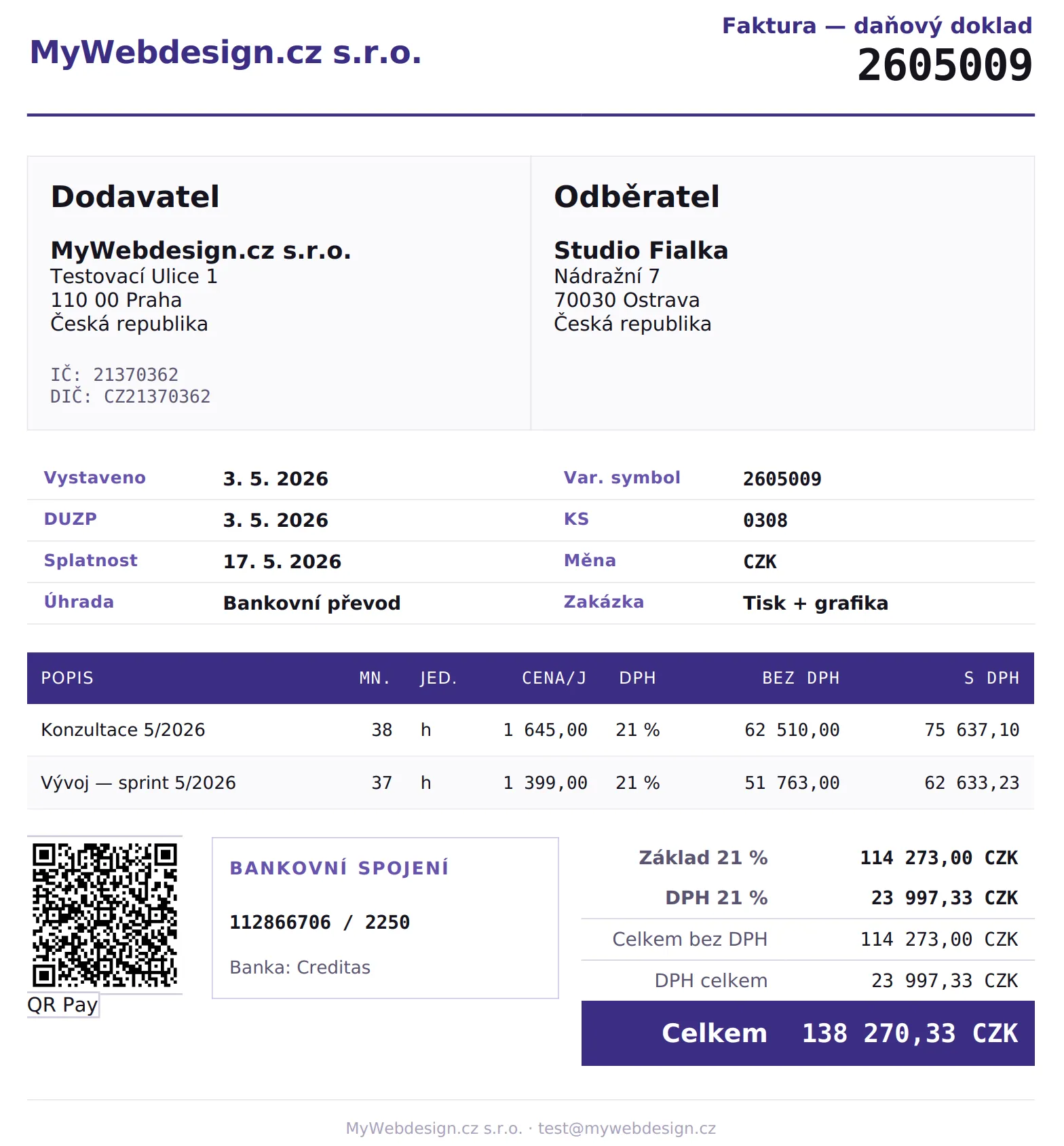 QR platba na PDF