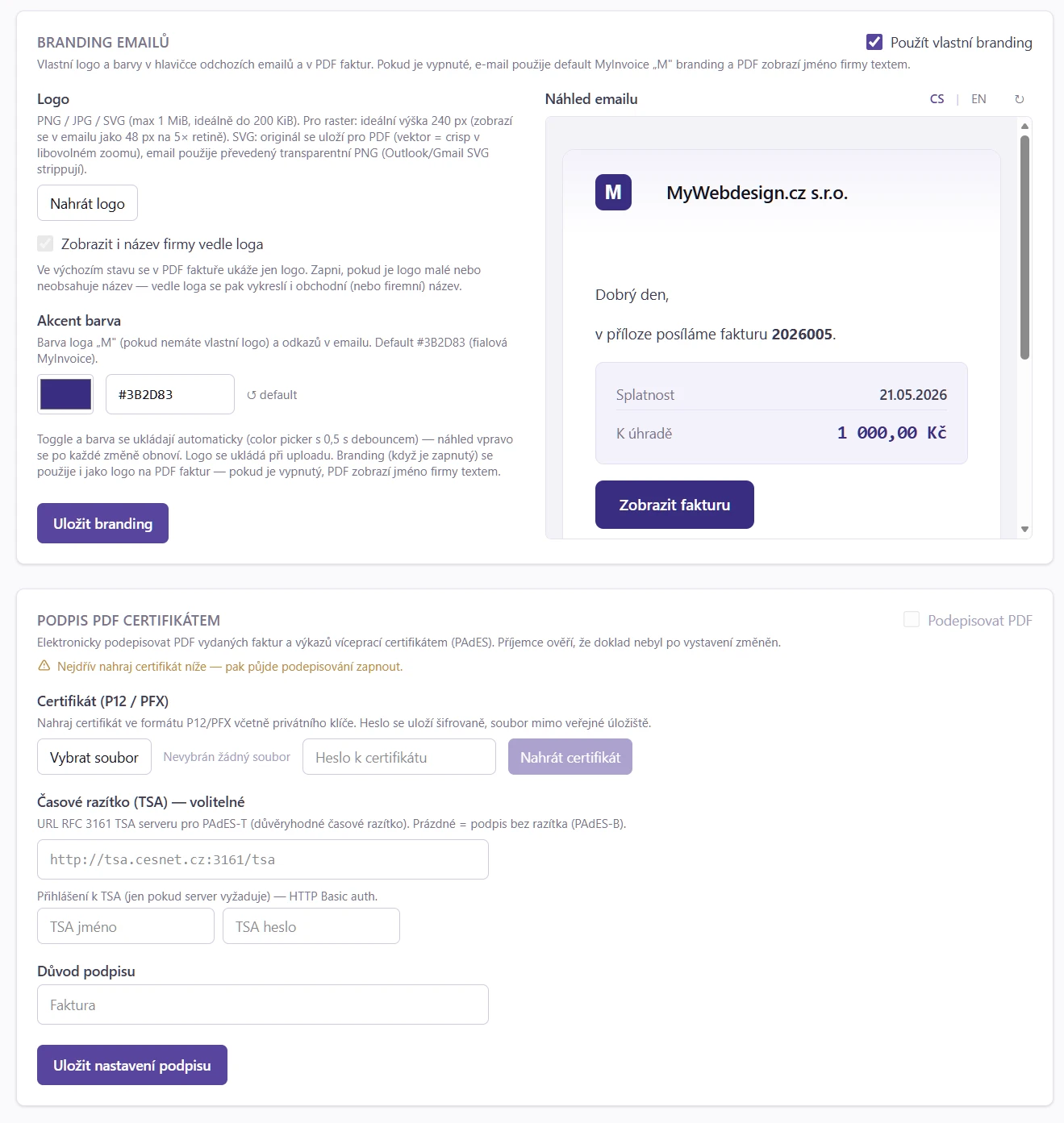 Branding — logo, barvy, e-mailové šablony